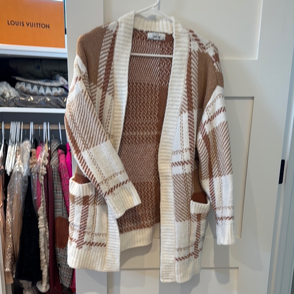 Moa Moa Brown and Cream Cardigan Sweater